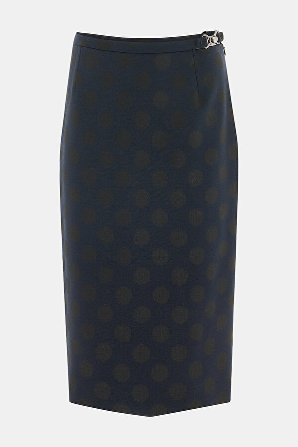 BLACK POLKA-DOT BELOW THE KNEE SKIRT