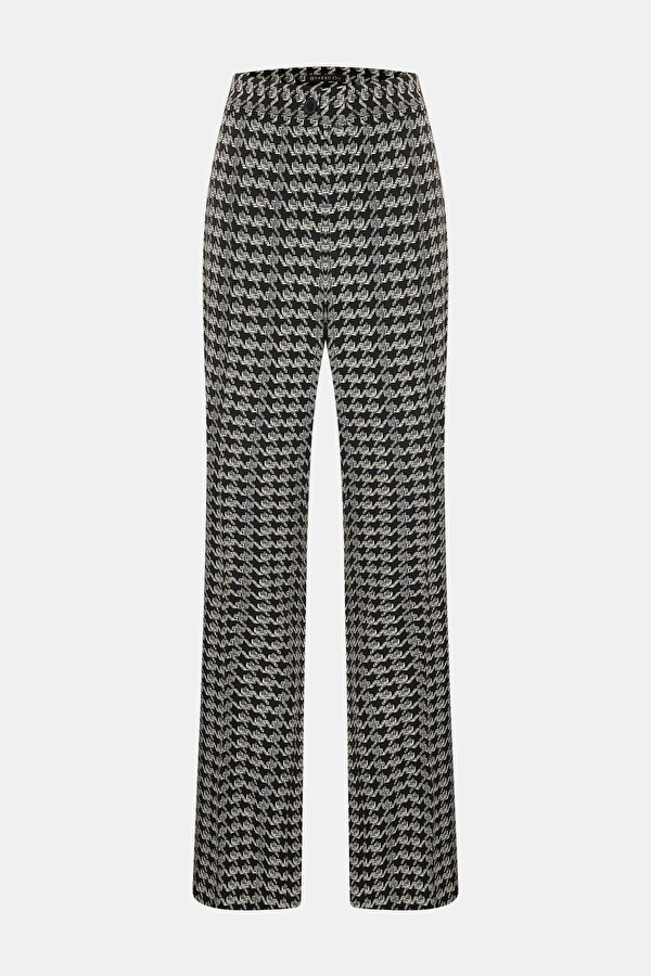 WHITE PIED DE POULE STRAIGHT CUT TROUSERS