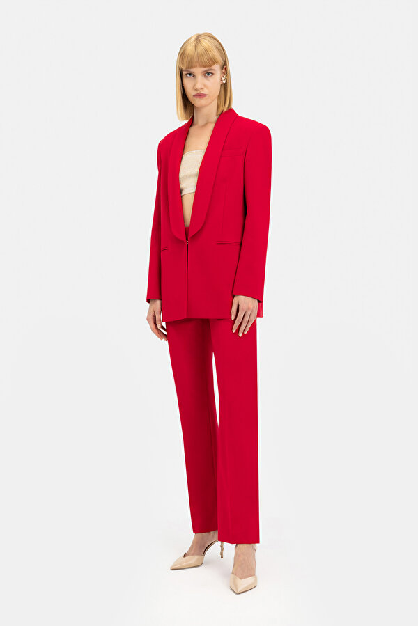 RED SKINNY LEG TROUSERS