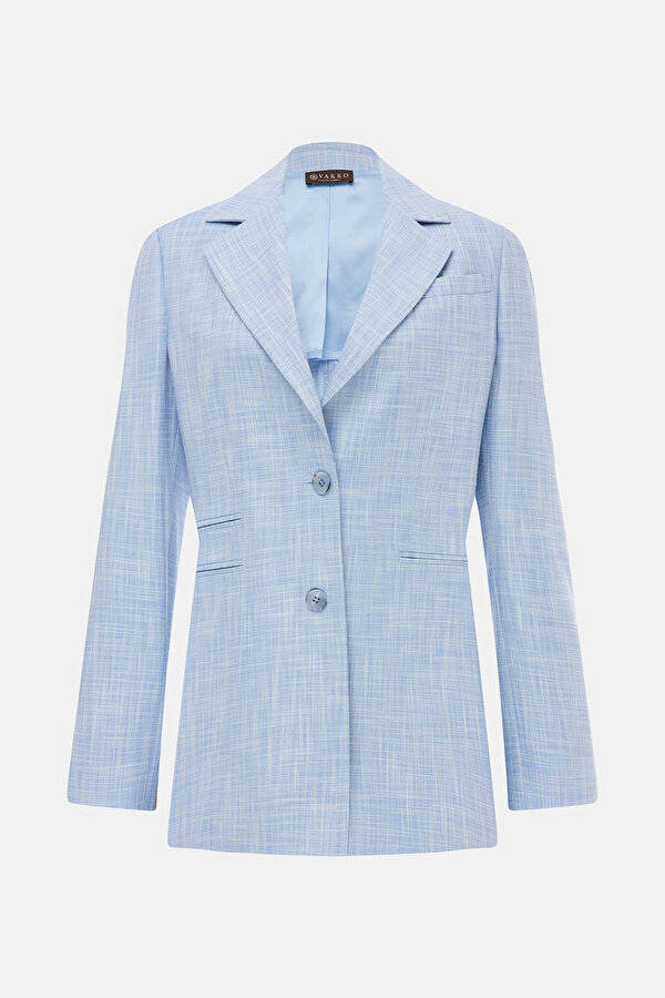 BLUE SURPLICE NECKLINE (CROSS-OVER NECKLINE) JACKET