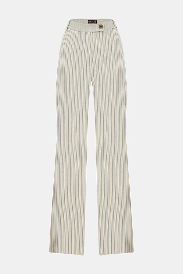 MULTICOLOR STRIPED PATTERNED STRAIGHT CUT TROUSERS