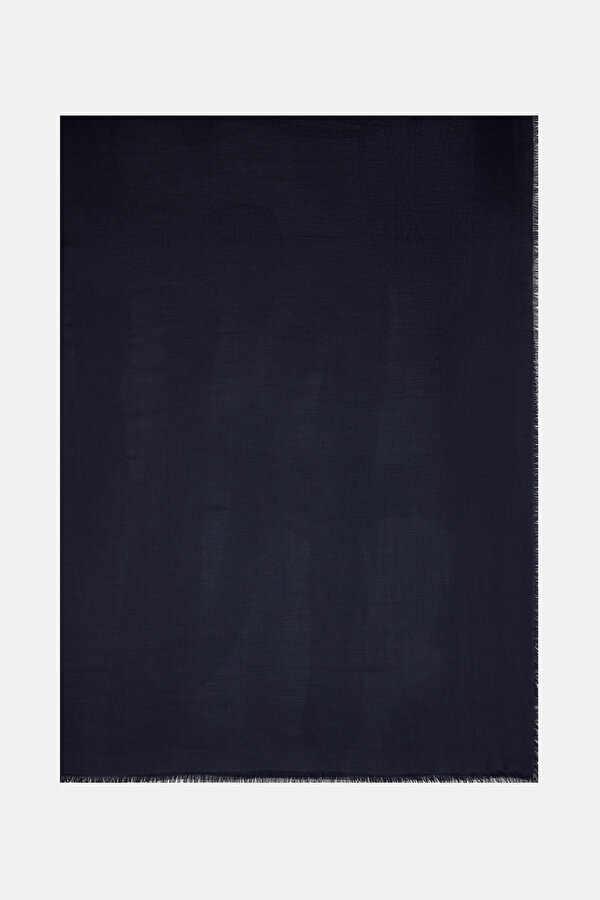 NAVY BLUE JACQUARD CASHMERE SHAWL