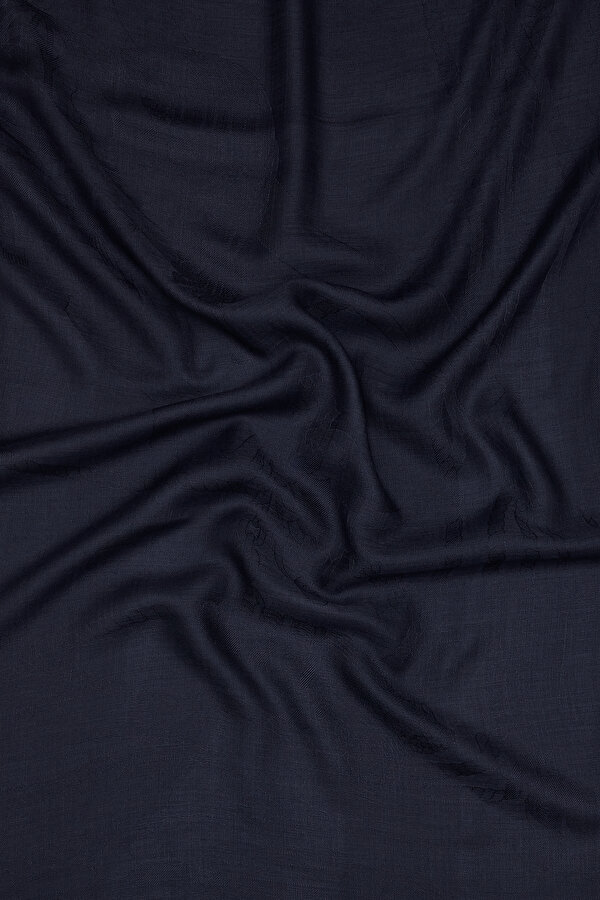 NAVY BLUE JACQUARD CASHMERE SHAWL 2