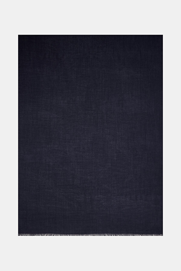NAVY BLUE JACQUARD CASHMERE SHAWL