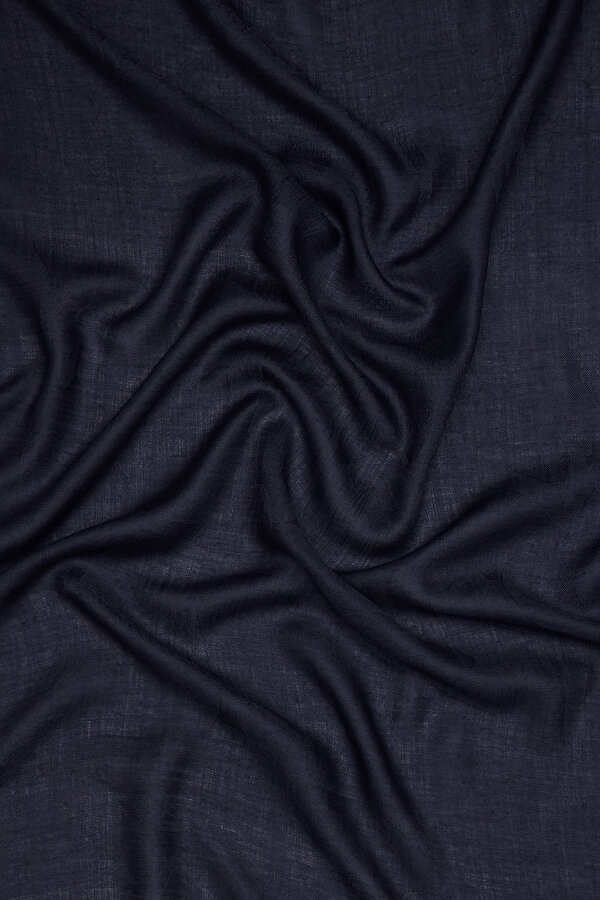 NAVY BLUE JACQUARD CASHMERE SHAWL 2