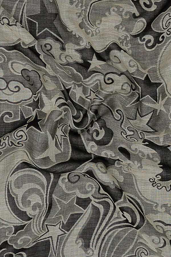 BLACK JACQUARD WOOL/SILK SHAWL 2