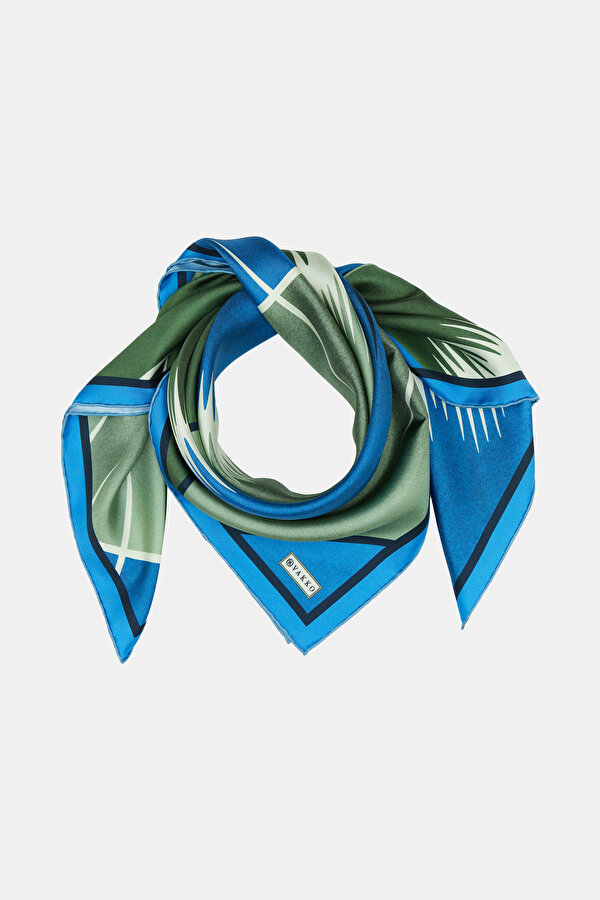 GREEN GEOMETRIC DESIGN TWILL SCARF 2