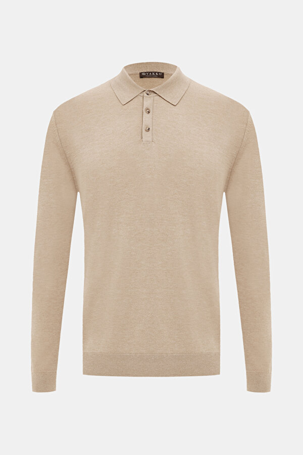 CAMEL POLO NECK TRICOT