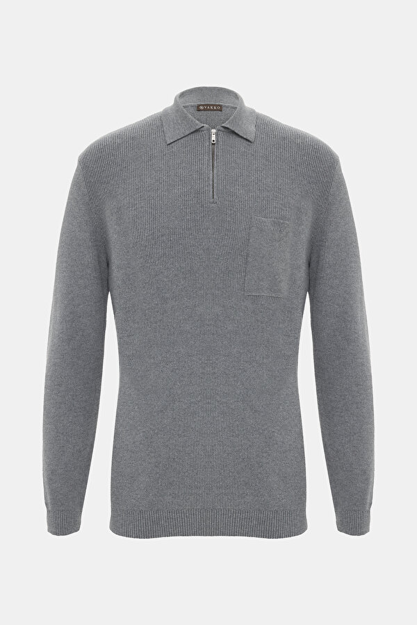 GRİ MELANJ POLO YAKA TRİKO