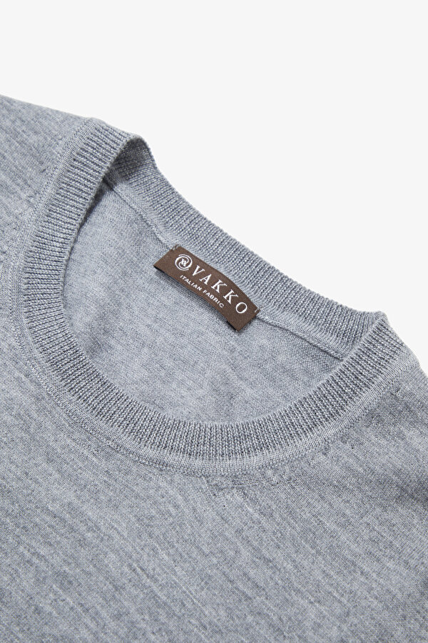 GRAY MELANGE BASIC / ROUND NECKLINE TRICOT 7