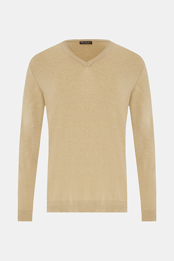 CAMEL V NECK TRICOT