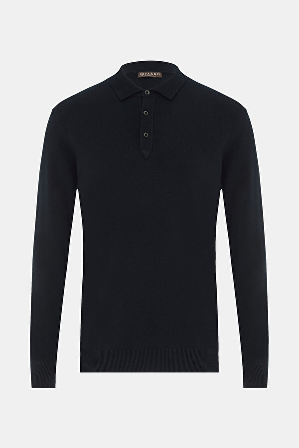 NAVY BLUE POLO NECK TRICOT
