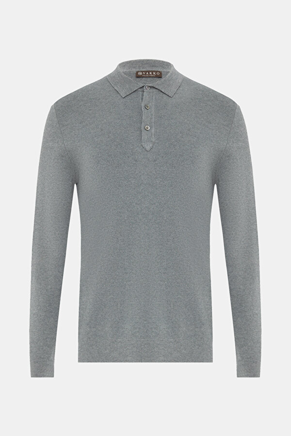 GRAY MELANGE POLO NECK TRICOT