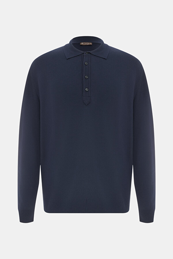 NAVY BLUE POLO NECK TRICOT