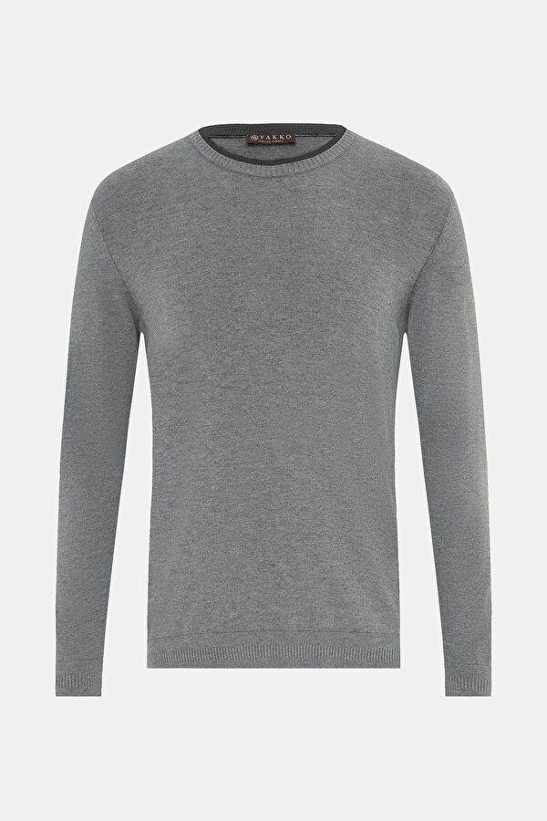 GRAY MELANGE BASIC / ROUND NECKLINE TRICOT