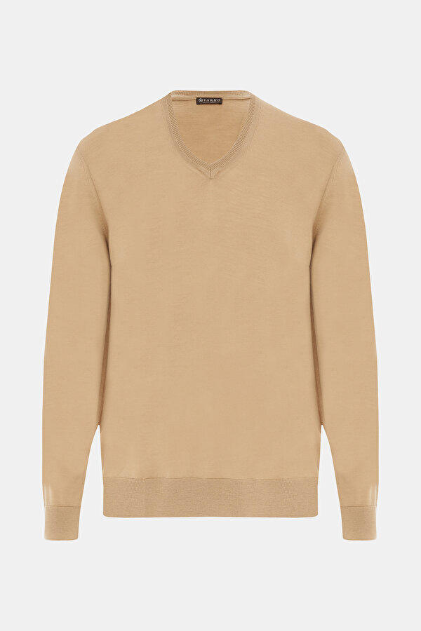 CAMEL V NECK TRICOT