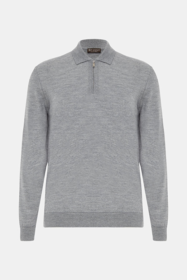 GRAY MELANGE POLO NECK TRICOT