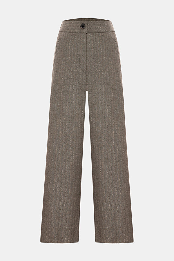 MULTICOLOR STRIPED PATTERNED WIDE LEG TROUSERS