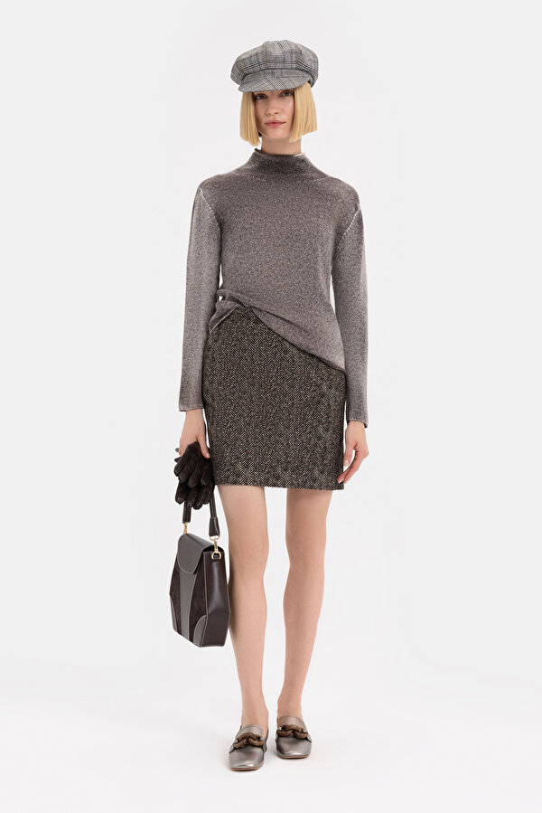 BEIGE HERRINGBONE SKIRT