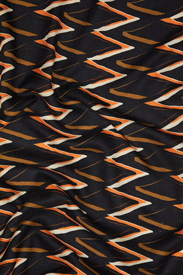 BROWN GEOMETRIC DESIGN CASHMERE/SILK SHAWL 2