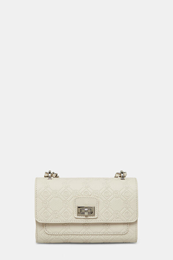 ECRU MONOGRAM LEATHER BAG