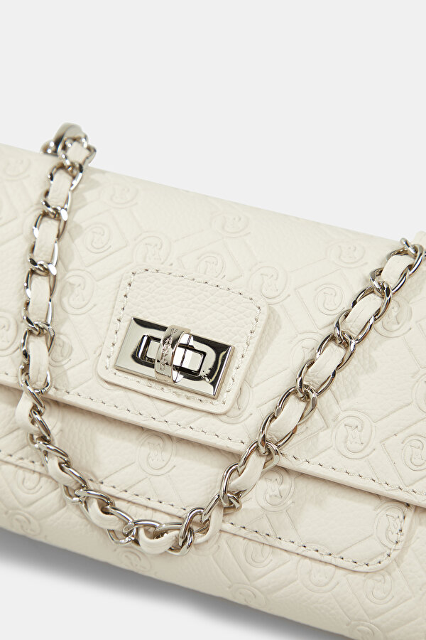 ECRU MONOGRAM LEATHER BAG 7