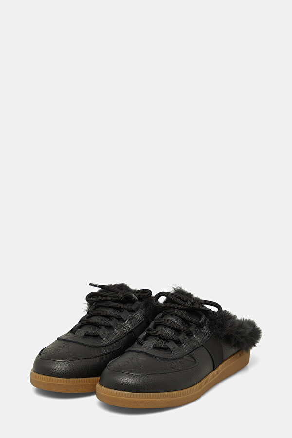 BLACK MONOGRAM LEATHER SLIPPER 2