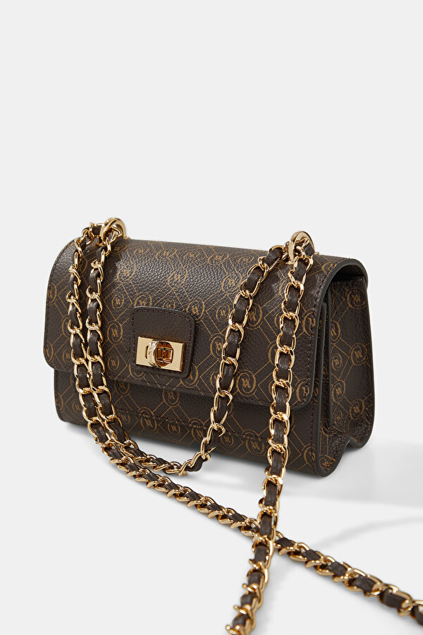 BEIGE MONOGRAM LEATHER BAG 6