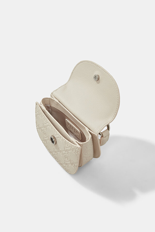 ECRU MONOGRAM LEATHER BAG 6