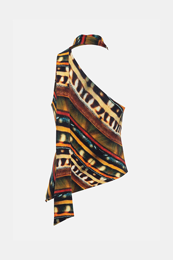 MULTICOLOR DESIGN FILLED SLEEVELESS BLOUSE 2