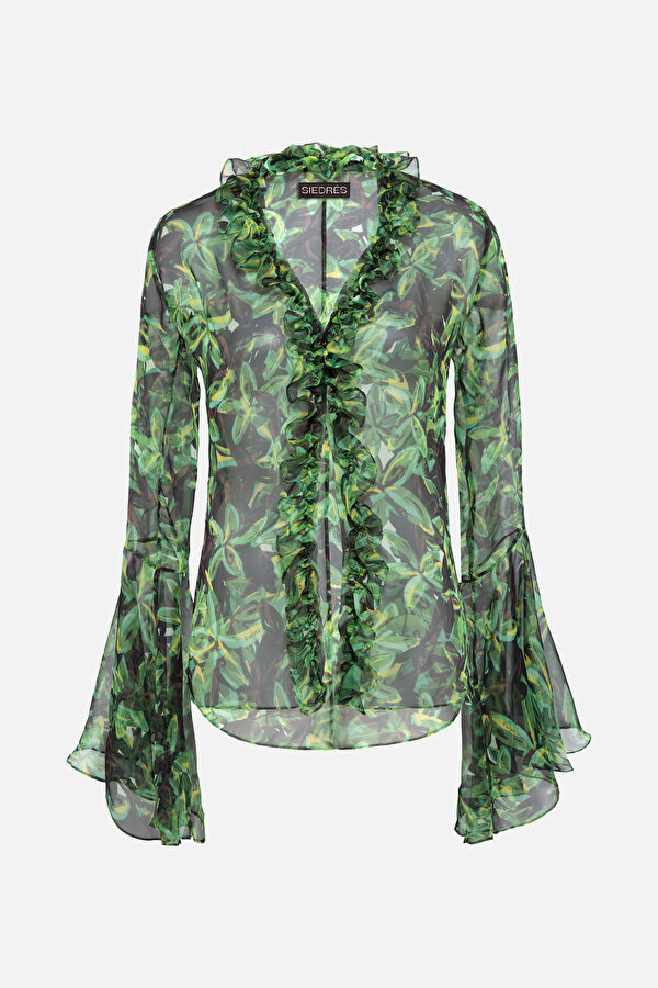 BLACK DESIGN FILLED LONG SLEEVE BLOUSE