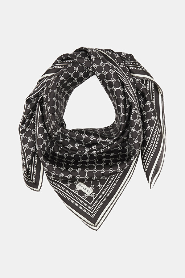ECRU MONOGRAM TWILL SCARF 2