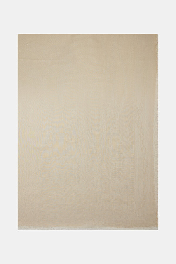 BEIGE JACQUARD MODAL/WOOL/SILK SHAWL
