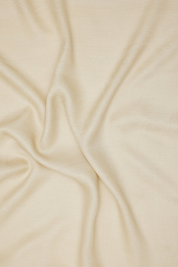 BEIGE JACQUARD MODAL/WOOL/SILK SHAWL 2