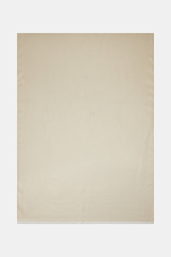 BEIGE JACQUARD MODAL/WOOL/SILK SHAWL