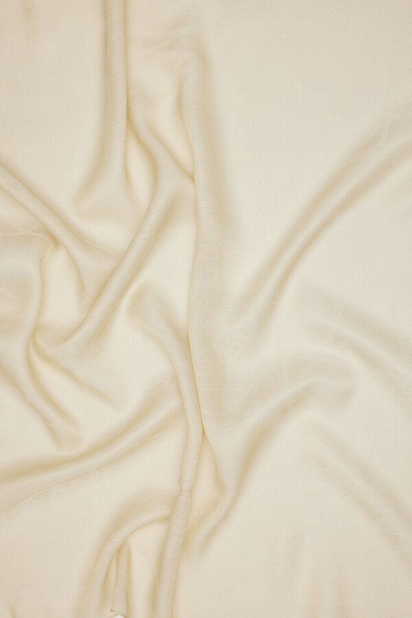 BEIGE JACQUARD MODAL/WOOL/SILK SHAWL 2