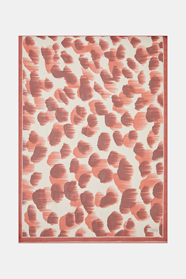RED GEOMETRIC DESIGN VOILE SHAWL
