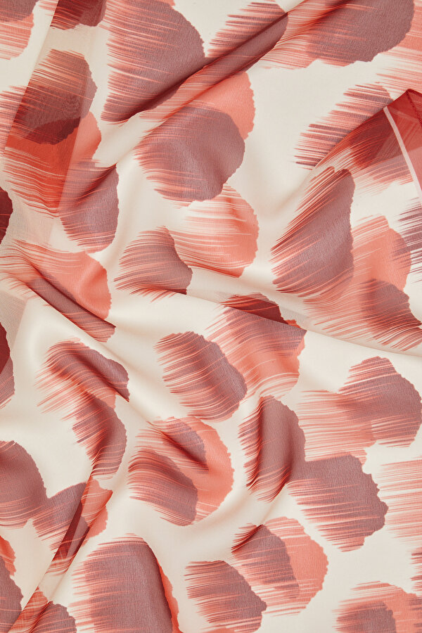 RED GEOMETRIC DESIGN VOILE SHAWL 2