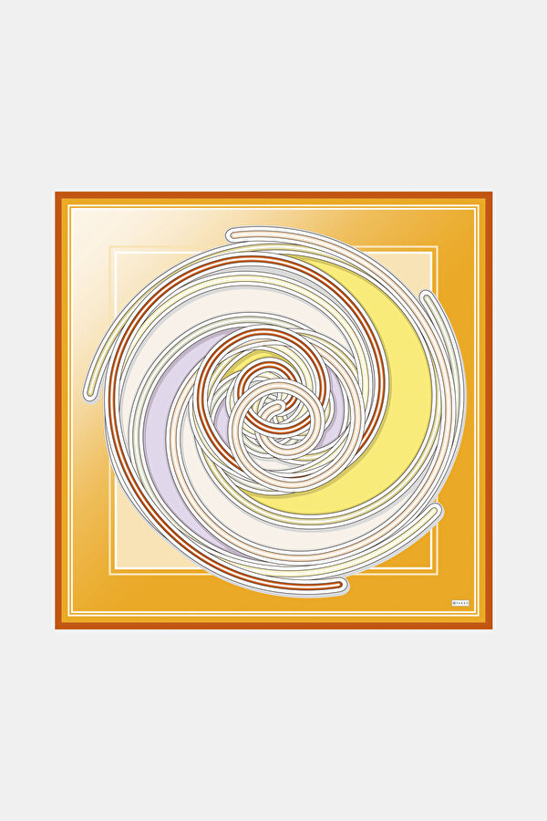 SARI GEOMETRİK DESENLİ TWİLL EŞARP