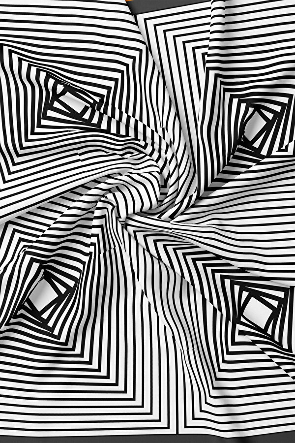 SİYAH GEOMETRİK DESENLİ TWILL EŞARP 2
