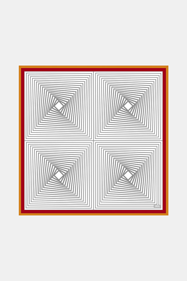 GRİ GEOMETRİK DESENLİ TWİLL EŞARP