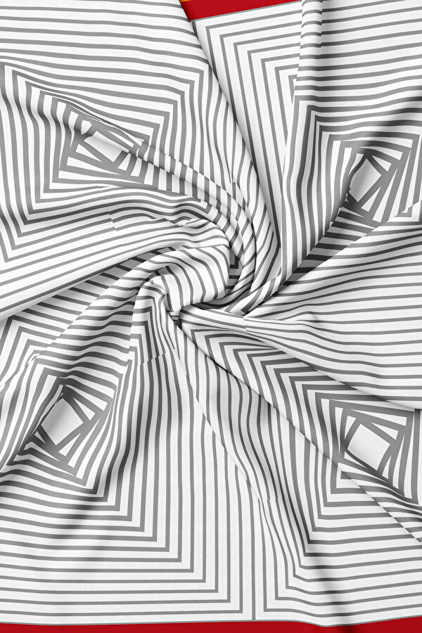 GRİ GEOMETRİK DESENLİ TWİLL EŞARP 2