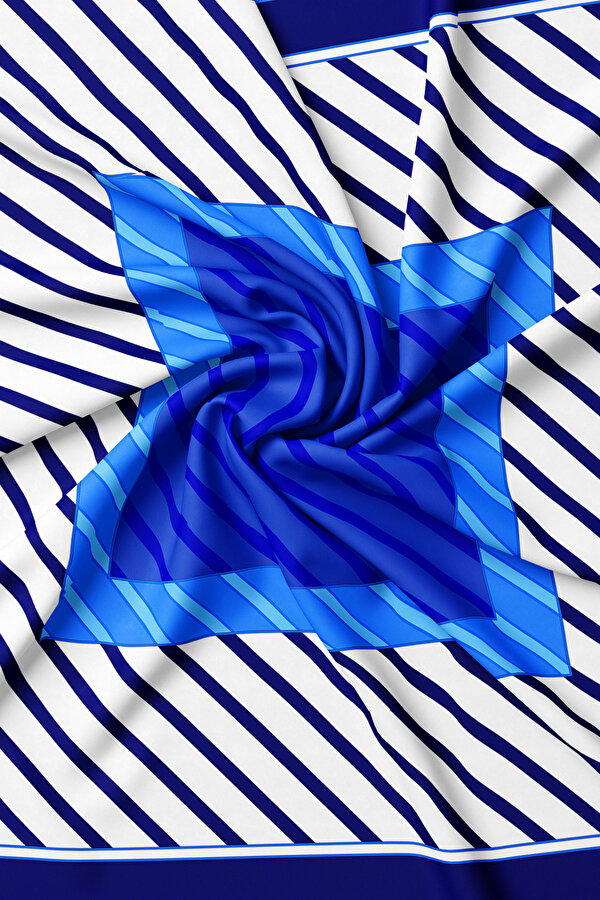 SAKS ÇİZGİLİ DESENLİ TWILL EŞARP 2