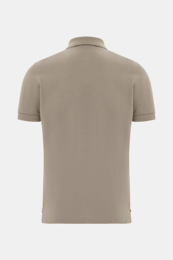 BEIGE POLO NECK SHORT SLEEVE TSHIRT 2