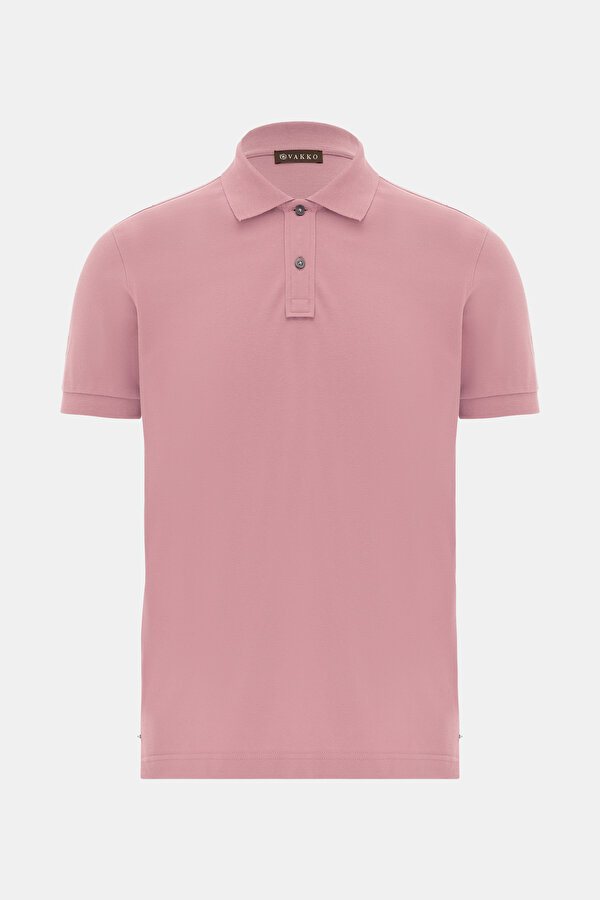 DARK PINK POLO NECK SHORT SLEEVE TSHIRT