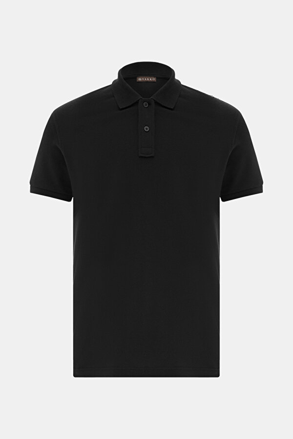 BLACK POLO NECK SHORT SLEEVE TSHIRT