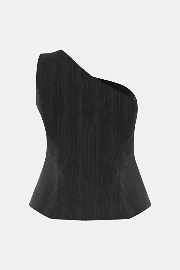 BLACK ASYMMETRIC ONE SHOULDER BLOUSE 6