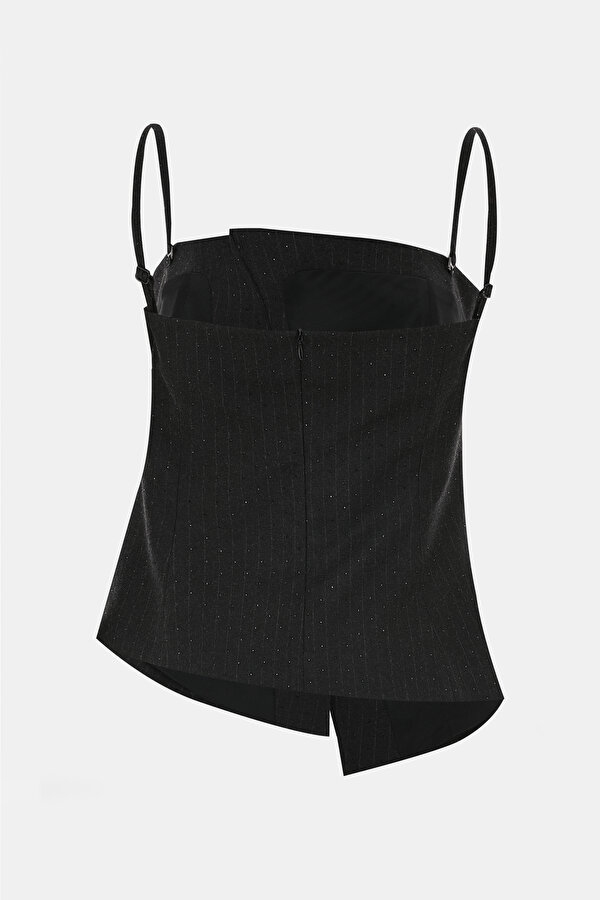 BLACK STRAPLESS SLEEVELESS SUSPENDER BLOUSE 6