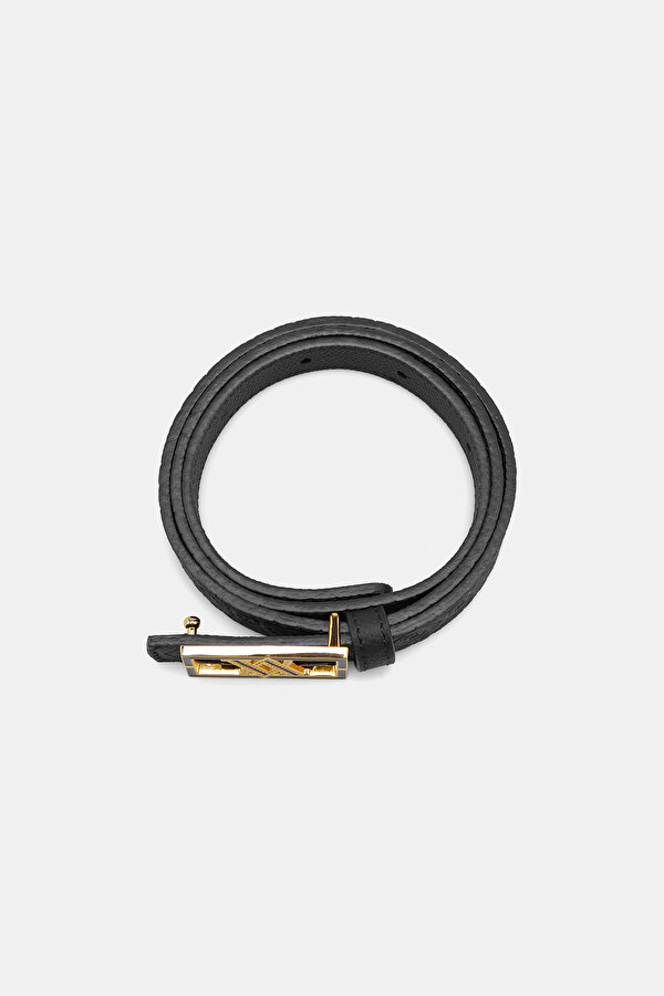 BLACK MONOGRAM LEATHER BELT 2