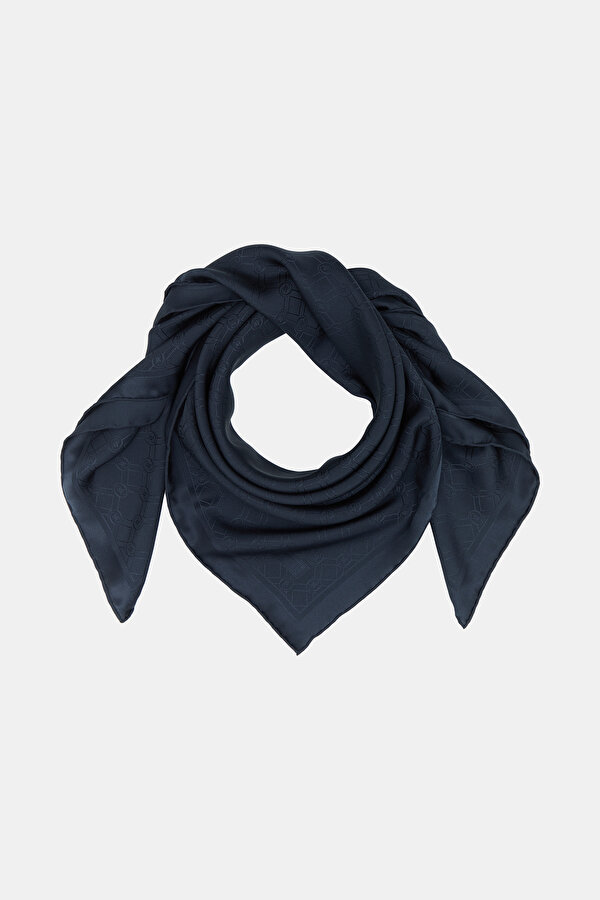 NAVY BLUE JACQUARD JAQUARD SCARF 2